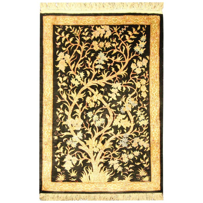 Small Turkish Silk Rug, Handmade Carpet Oriental Rug Tree of Life For ...