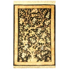 Vintage Small Turkish Silk Rug, Handmade Carpet Oriental Rug Tree of Life