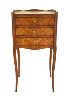 French Louis XV Style Tulipwood Veneer Bedside Table