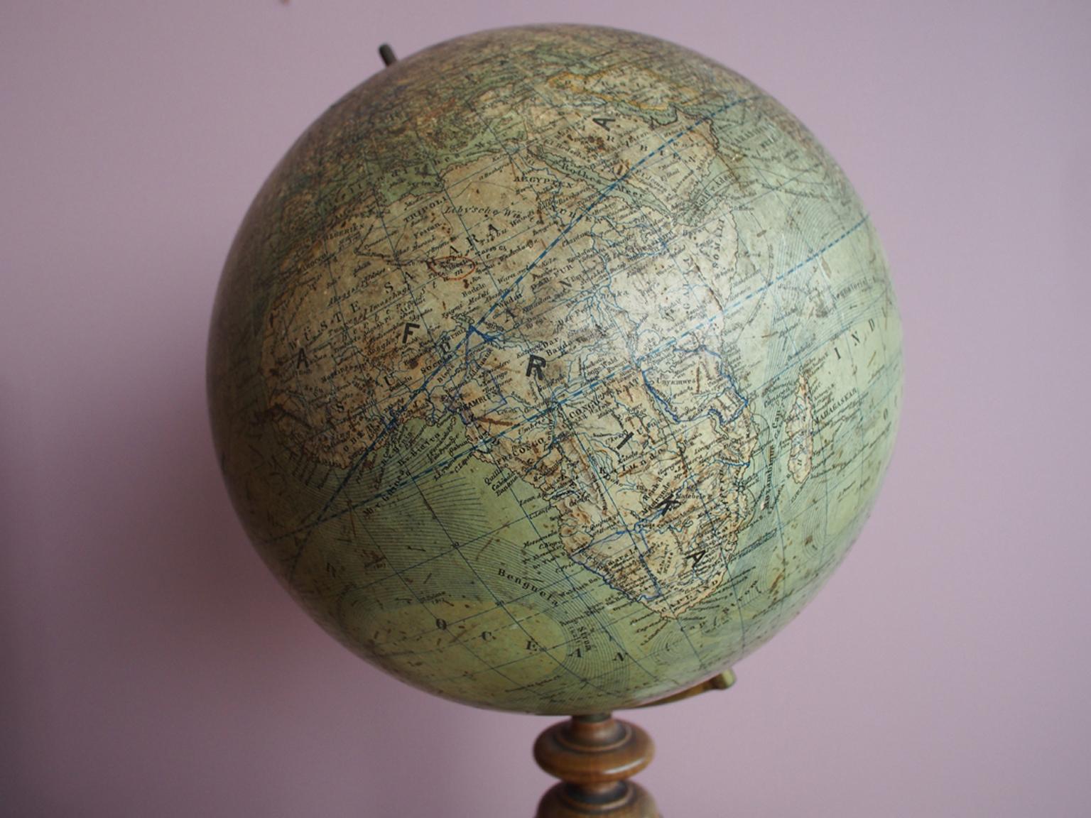 Jugendstil Small Turned Globe from the 19th Century