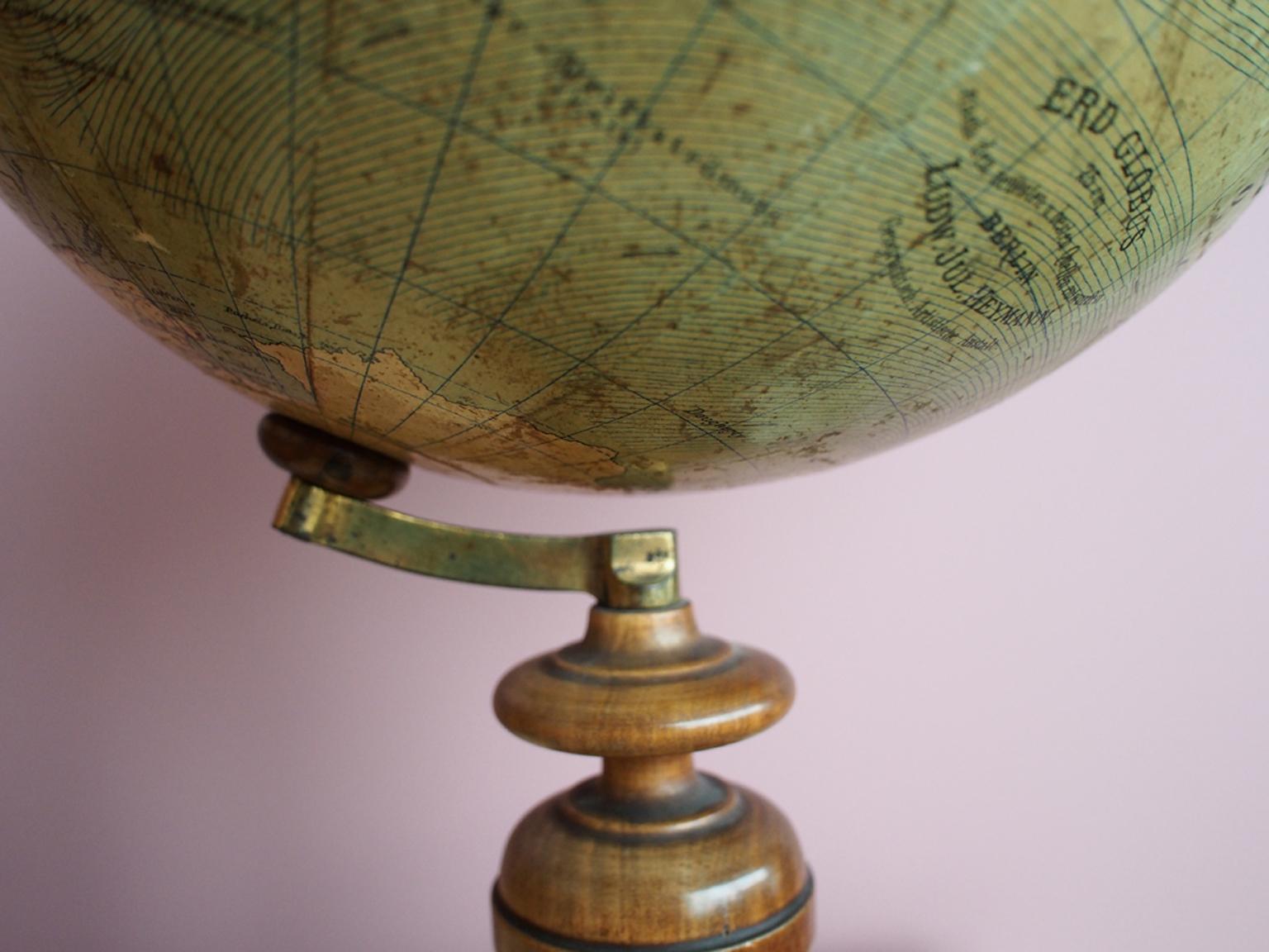 German Small Turned Globe from the 19th Century