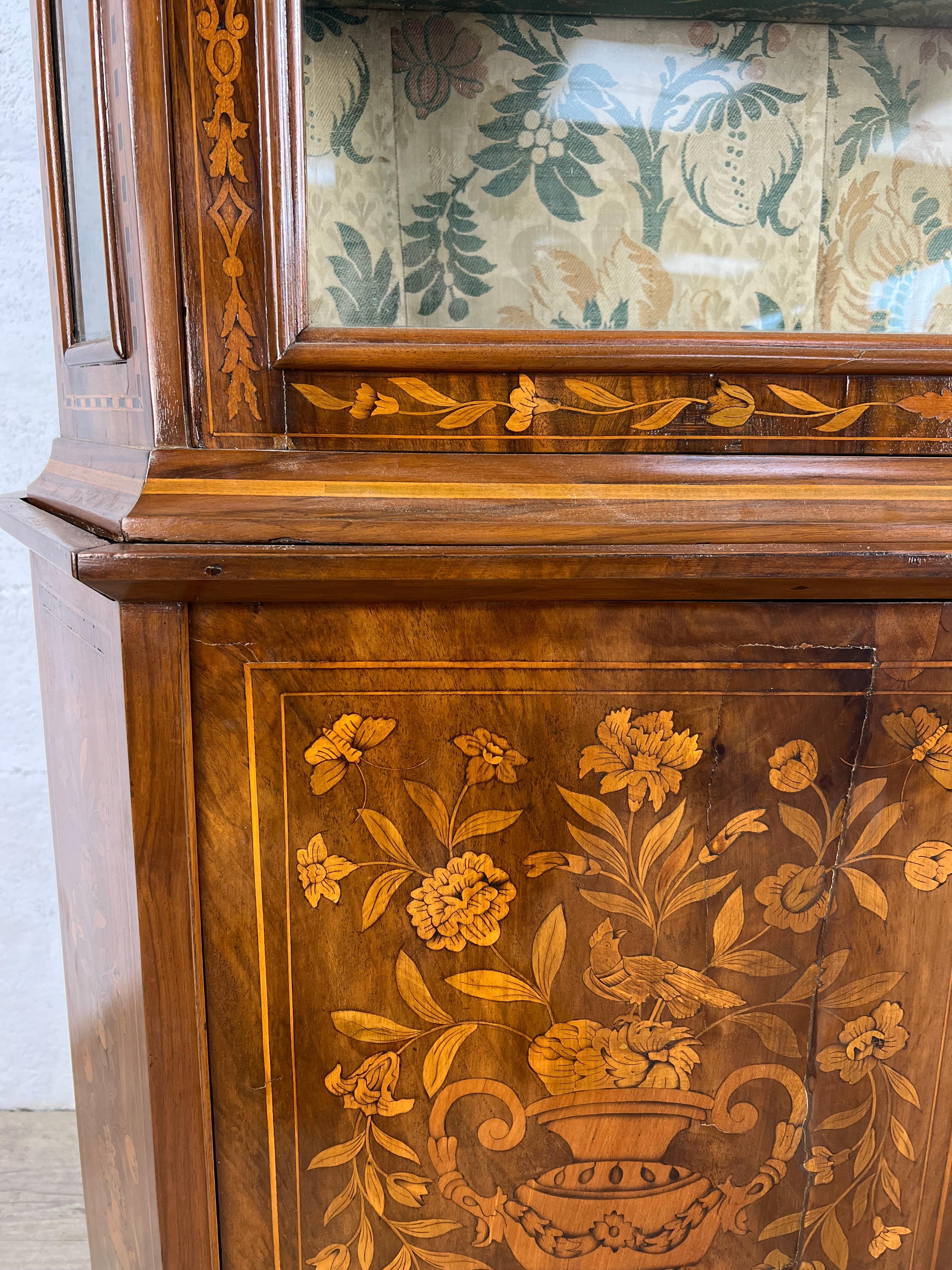 19th Century Small Two-body Dresser In Inlaid Wood For Sale