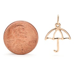 Small Umbrella Charm, 14k Yellow Gold, Flat Umbrella Charm