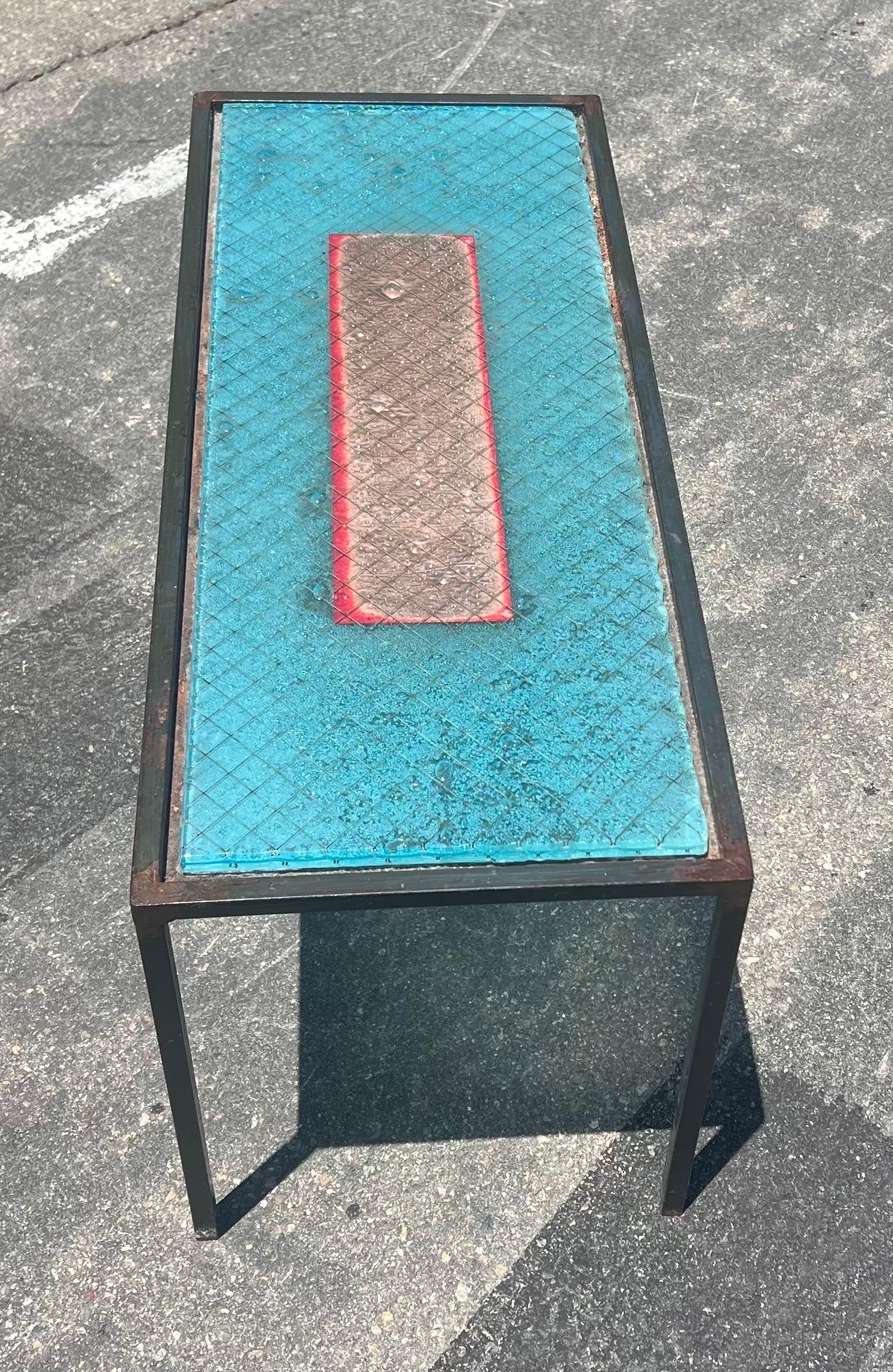 small Unique Coffee Table California Designe Glass Top Coffee Table by Anna Cabo For Sale 1