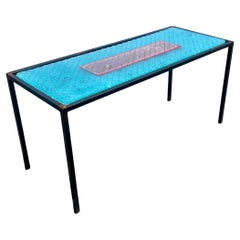 small Unique Coffee Table California Designe Tavolino da caffè con piano in vetro di Anna Cabo