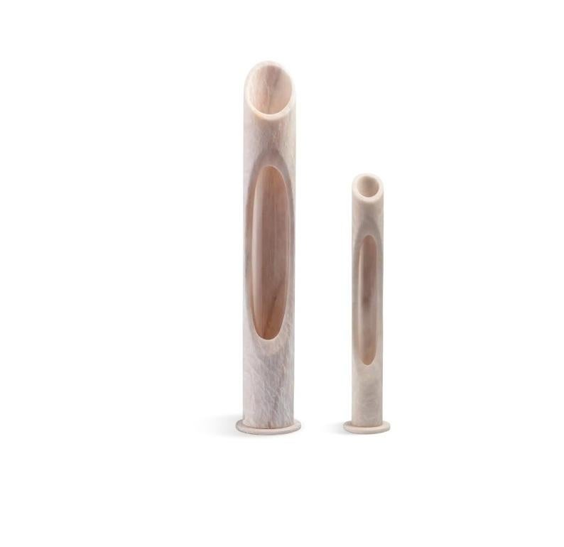 Kleine einzigartige handgefertigte rosa Rosa Egeo Marmor Armonia Vase S, Jacopo Simonetti im Angebot 4