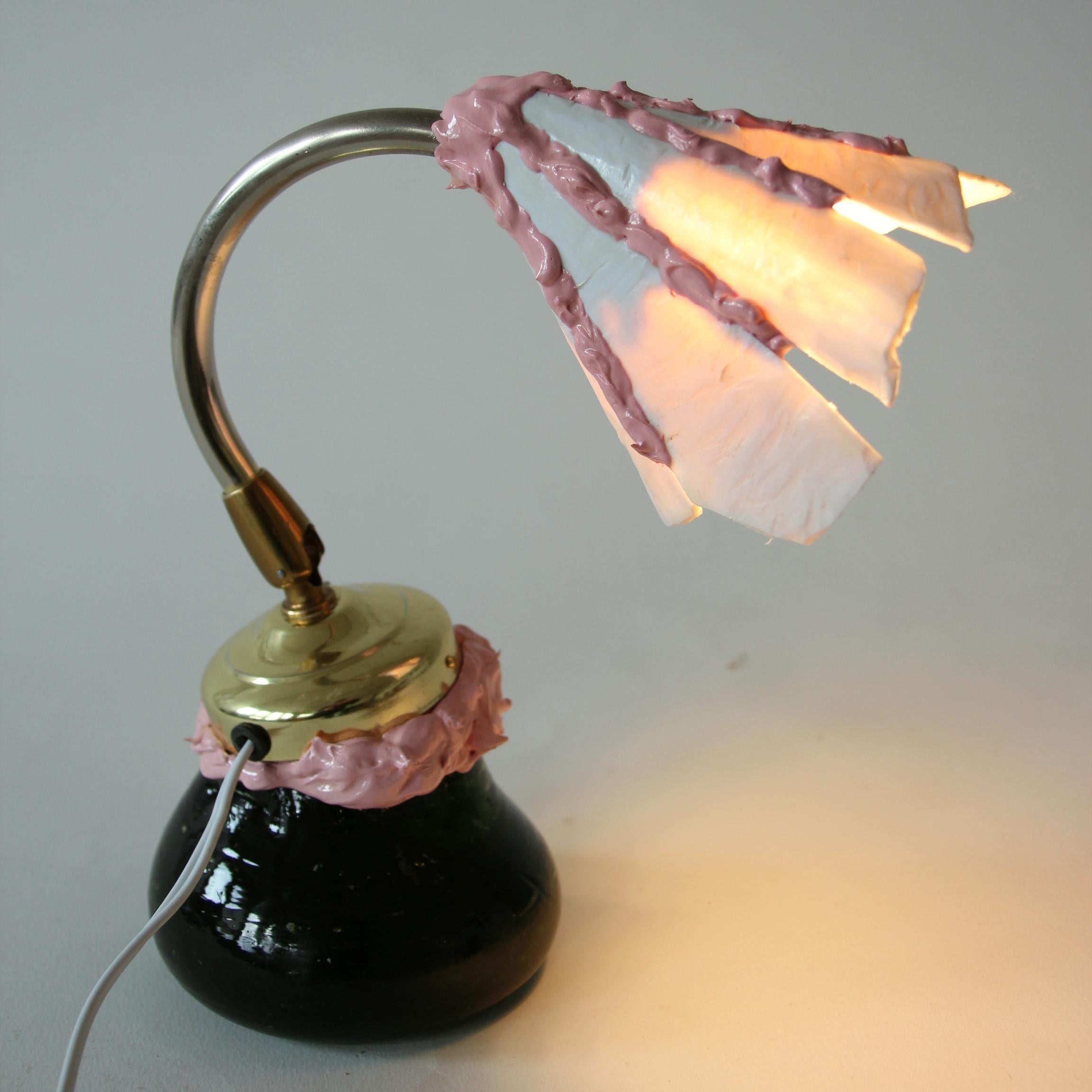 Hand-Carved Small Unique Table Lamp from Found Objects by Designer Teemu Salonen, in Stock