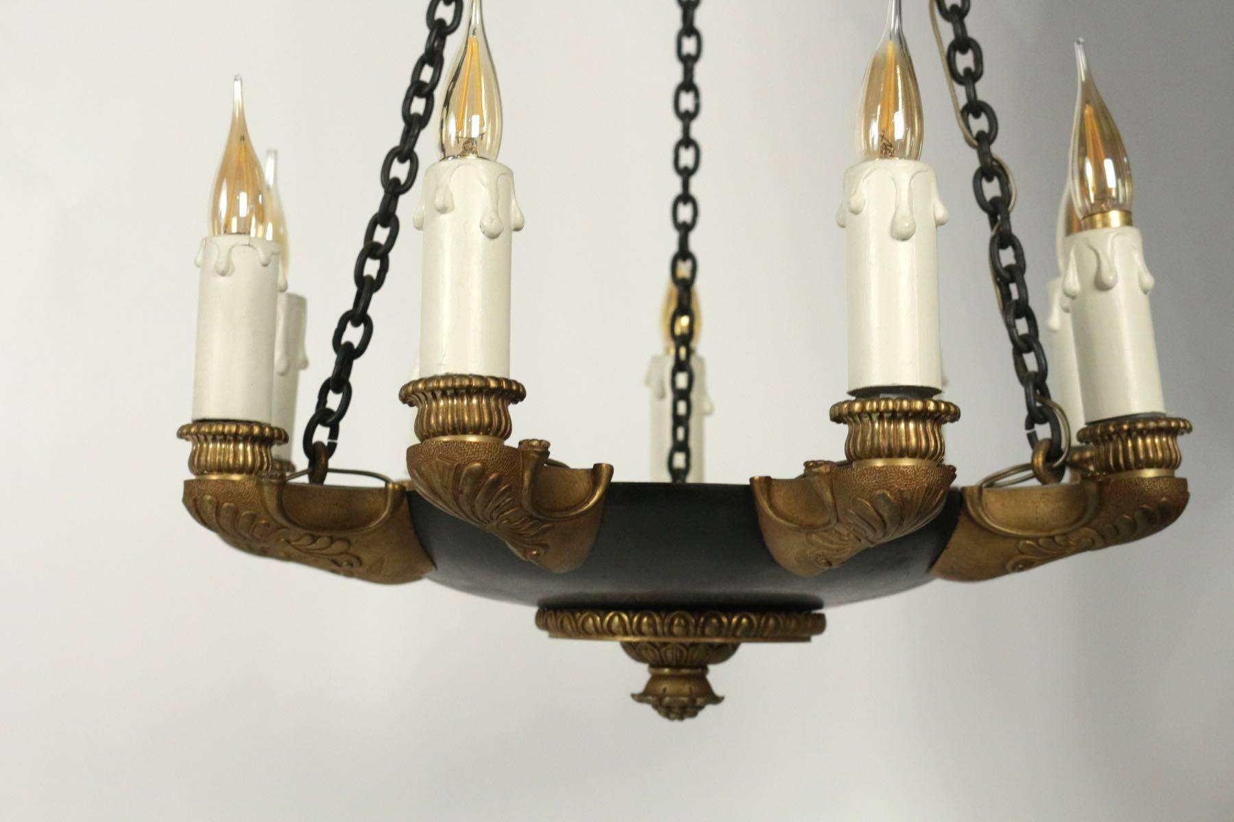 Small Unusual Empire Chandelier with Many Arms '9 Lights' In Good Condition In Saint-Ouen, FR