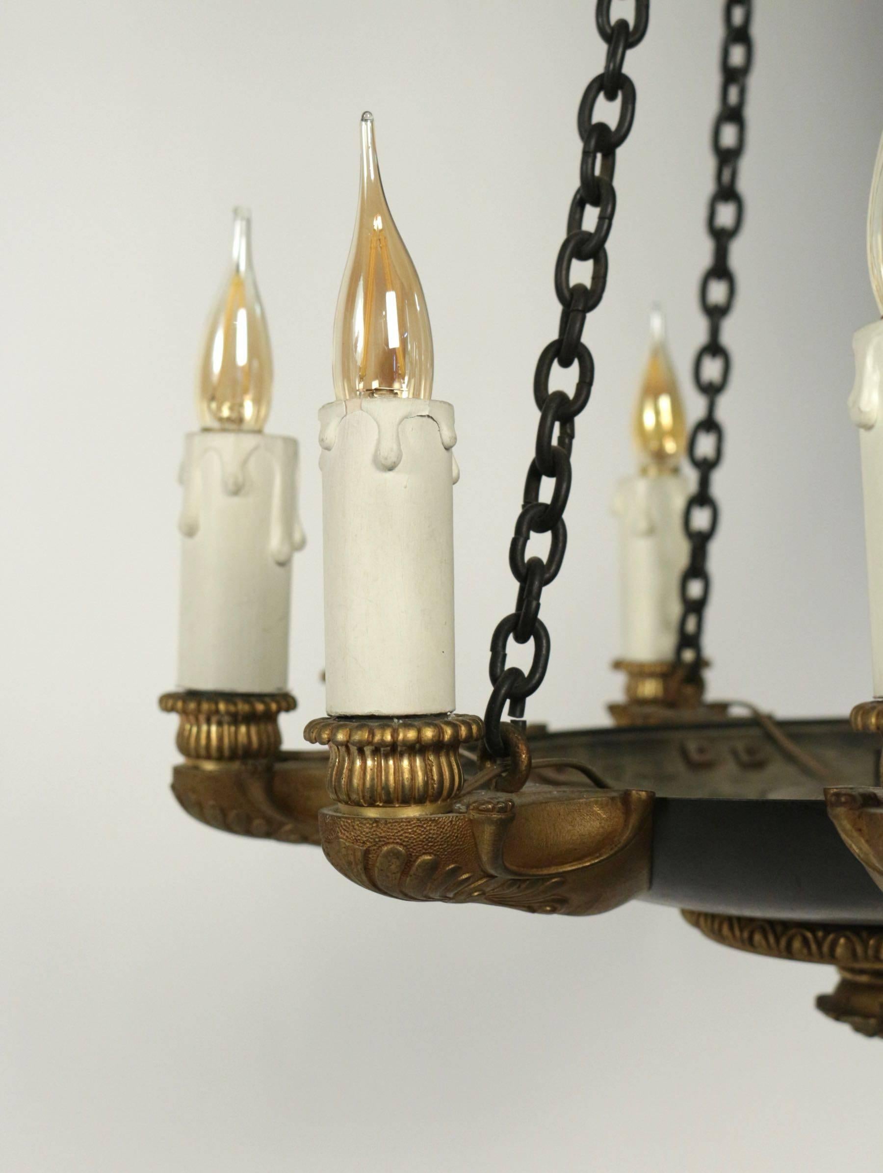 Bronze Small Unusual Empire Chandelier with Many Arms '9 Lights'
