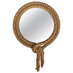 Used Small Unusual Round Lariat Rope Mirror Audoux Minet, circa 1960
