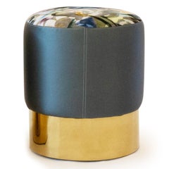 Small Upholstered Ottoman with Brass Base