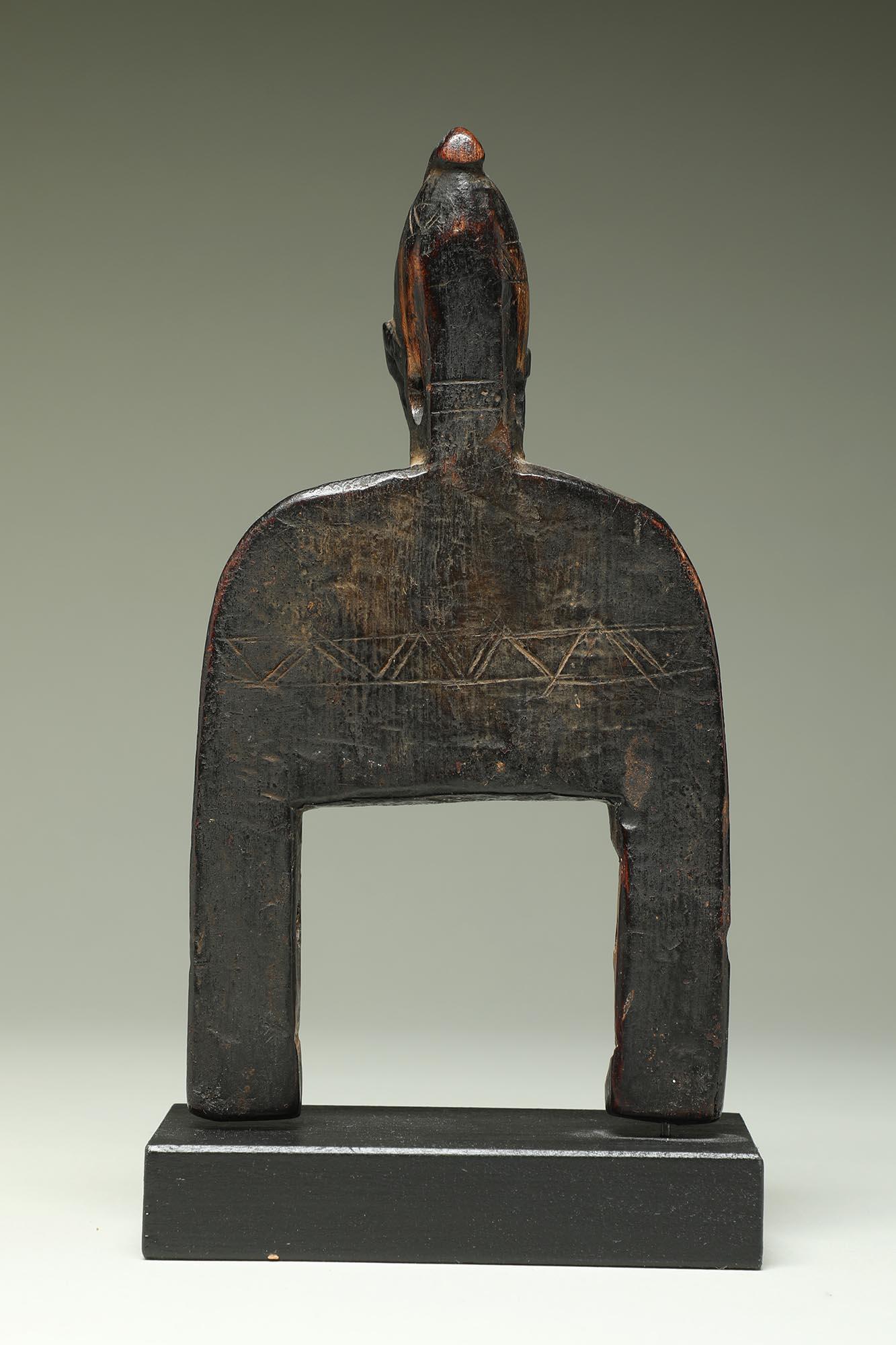 Kleiner verwendeter Senufo-Webstuhl mit Vogelschnabelkopf-Gesicht und Schafshalsband, Elfenbeinküste Afrika im Angebot 2