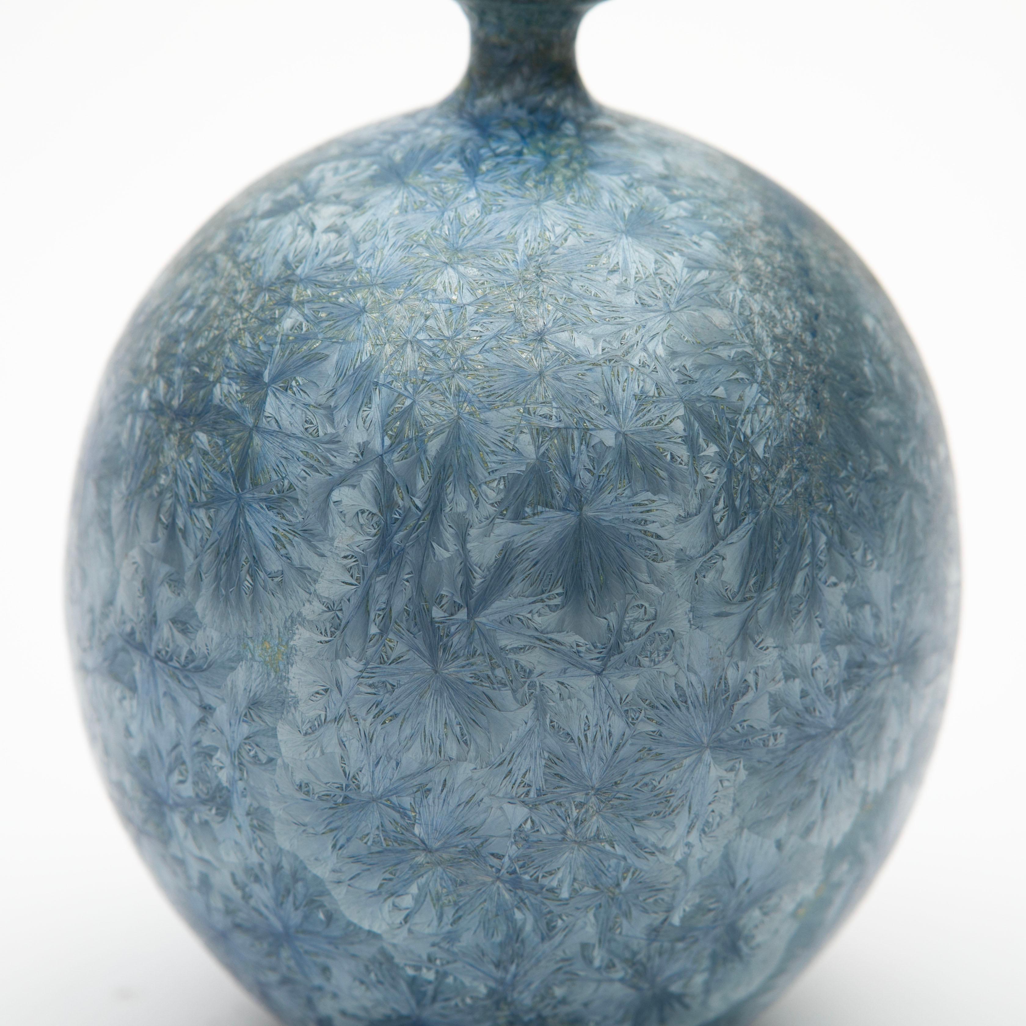 Smaltato Vaso piccolo in gres di Vallauris AM con smalto metallico-cristallino di Serafino Ferraro in vendita