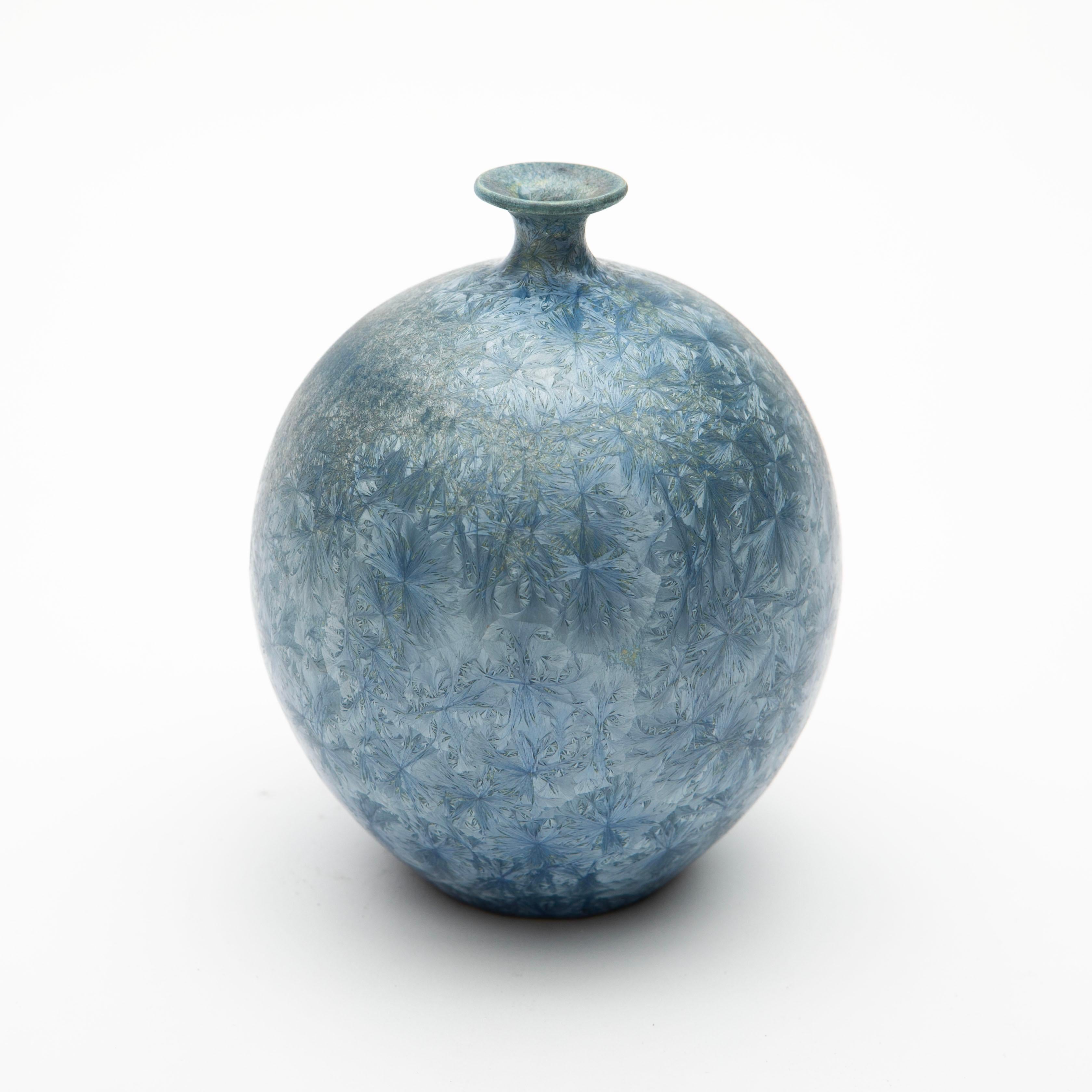 Vaso piccolo in gres di Vallauris AM con smalto metallico-cristallino di Serafino Ferraro in vendita 1