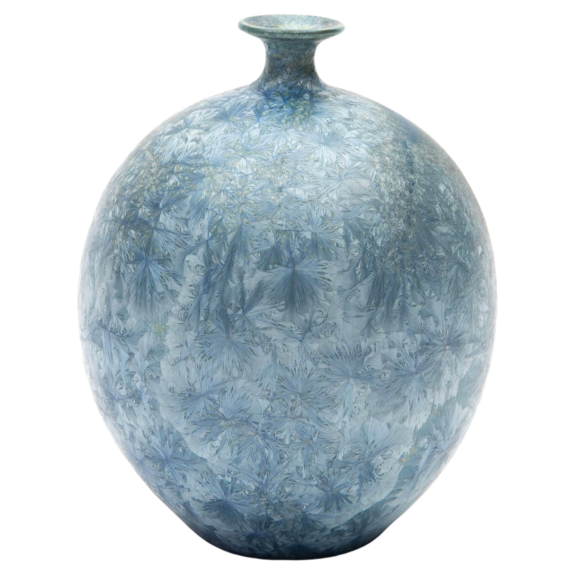 Vaso piccolo in gres di Vallauris AM con smalto metallico-cristallino di Serafino Ferraro in vendita