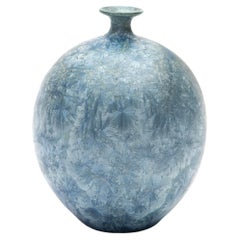 Small Vallauris Stoneware Vase with Metallic-Crystal Glaze by Serafino Ferraro