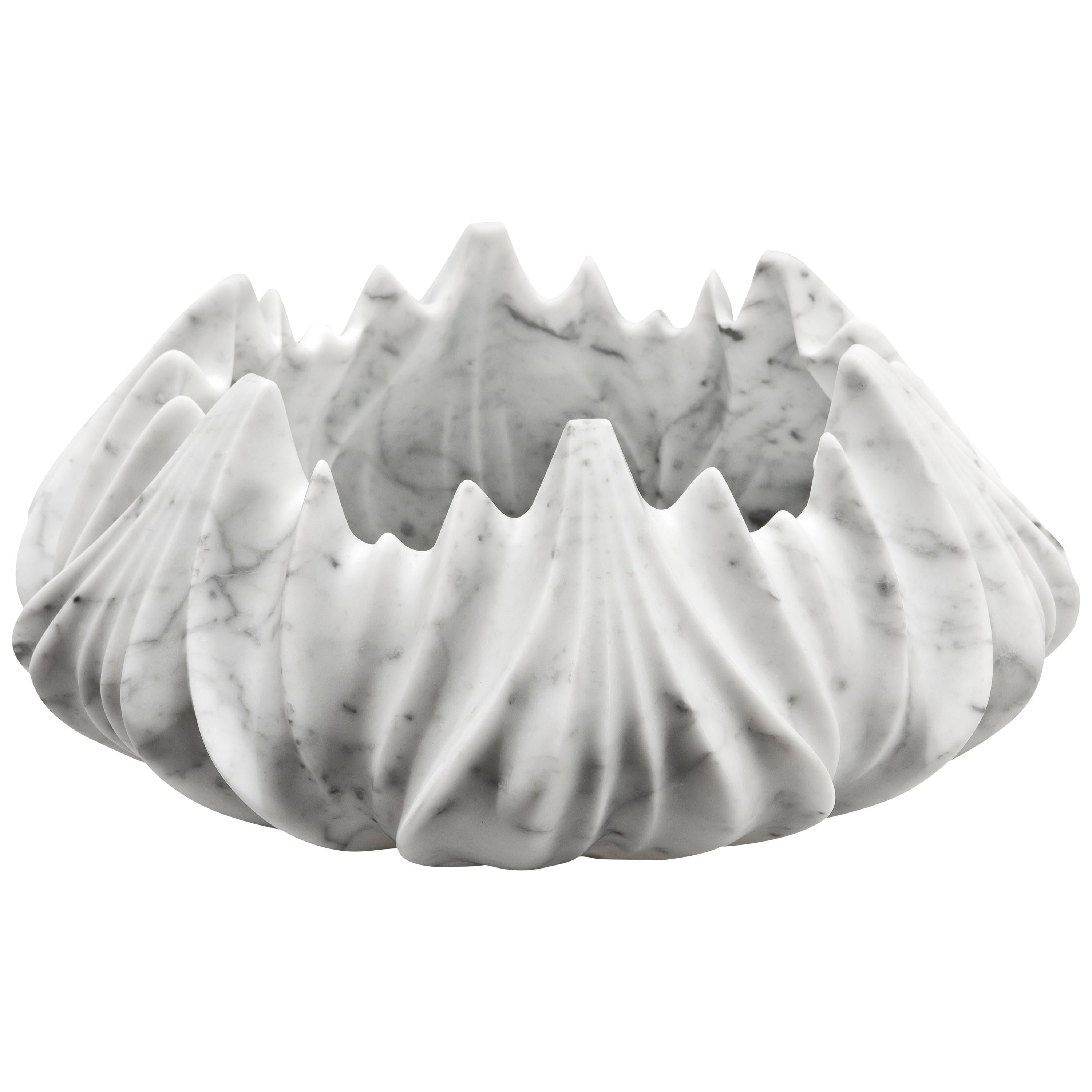 Sculptural Marble Vase by Zaha Hadid in Polished Statuario Marble For Sale