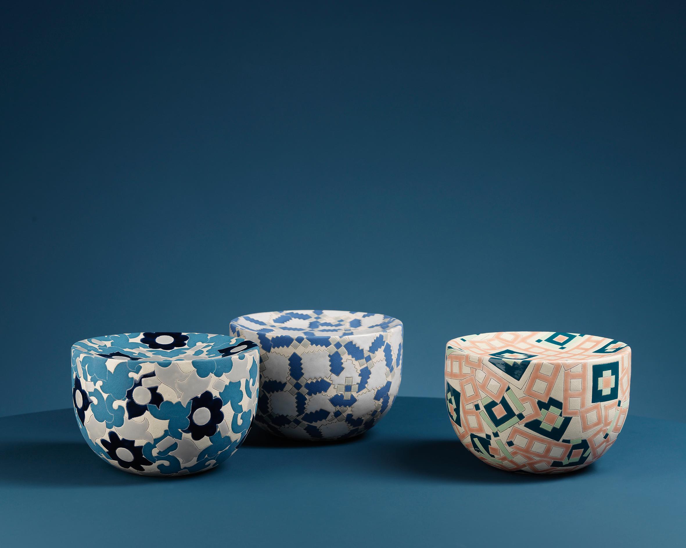 Ceramic form, inscribed line, earthenware glaze and vitreous slip

Based in Edinburgh, ceramic artist Frances Priest explores the cultural histories of ornament through the creation of intricately made ceramic objects and is represented in