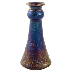Small Vase Loetz Blue Purple Gold Flowers circa 1900 Austrian Jugendstil