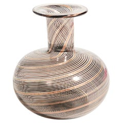 Vintage Small Venetian Copper/Black Swirled Flask Style Vase