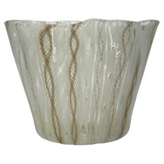 Small Venini Fazzaletto White Gilt Glass Handkerchief Vase