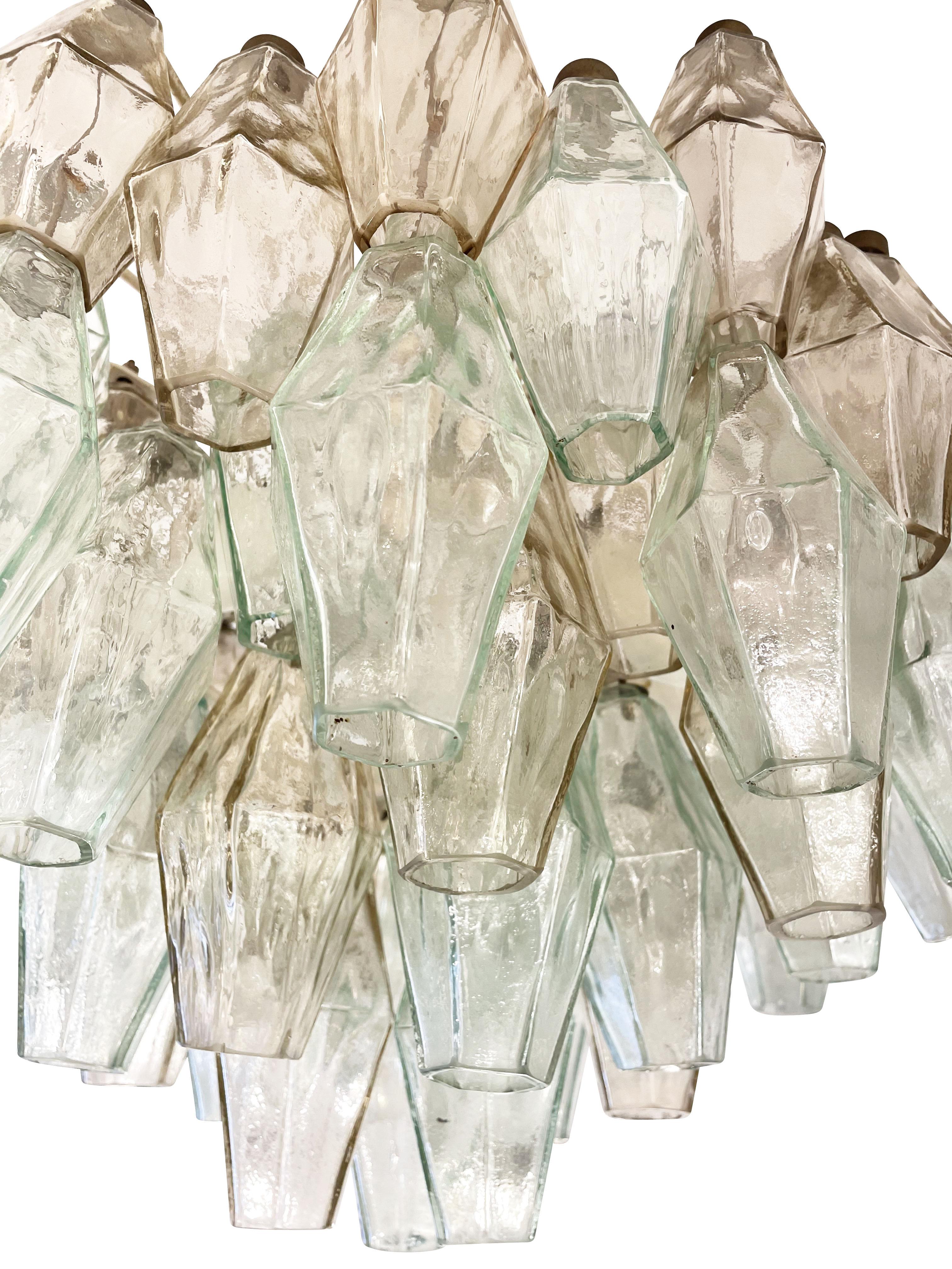 Mid-Century Modern Small Venini Poliedri Murano Glass Chandelier