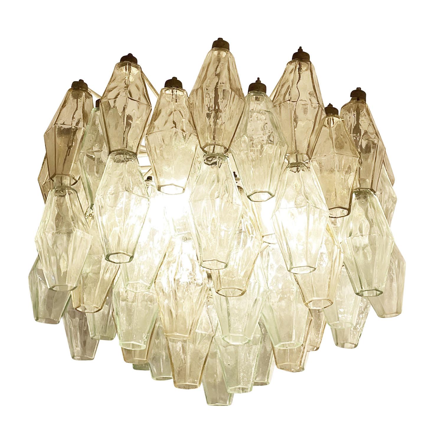 Italian Small Venini Poliedri Murano Glass Chandelier