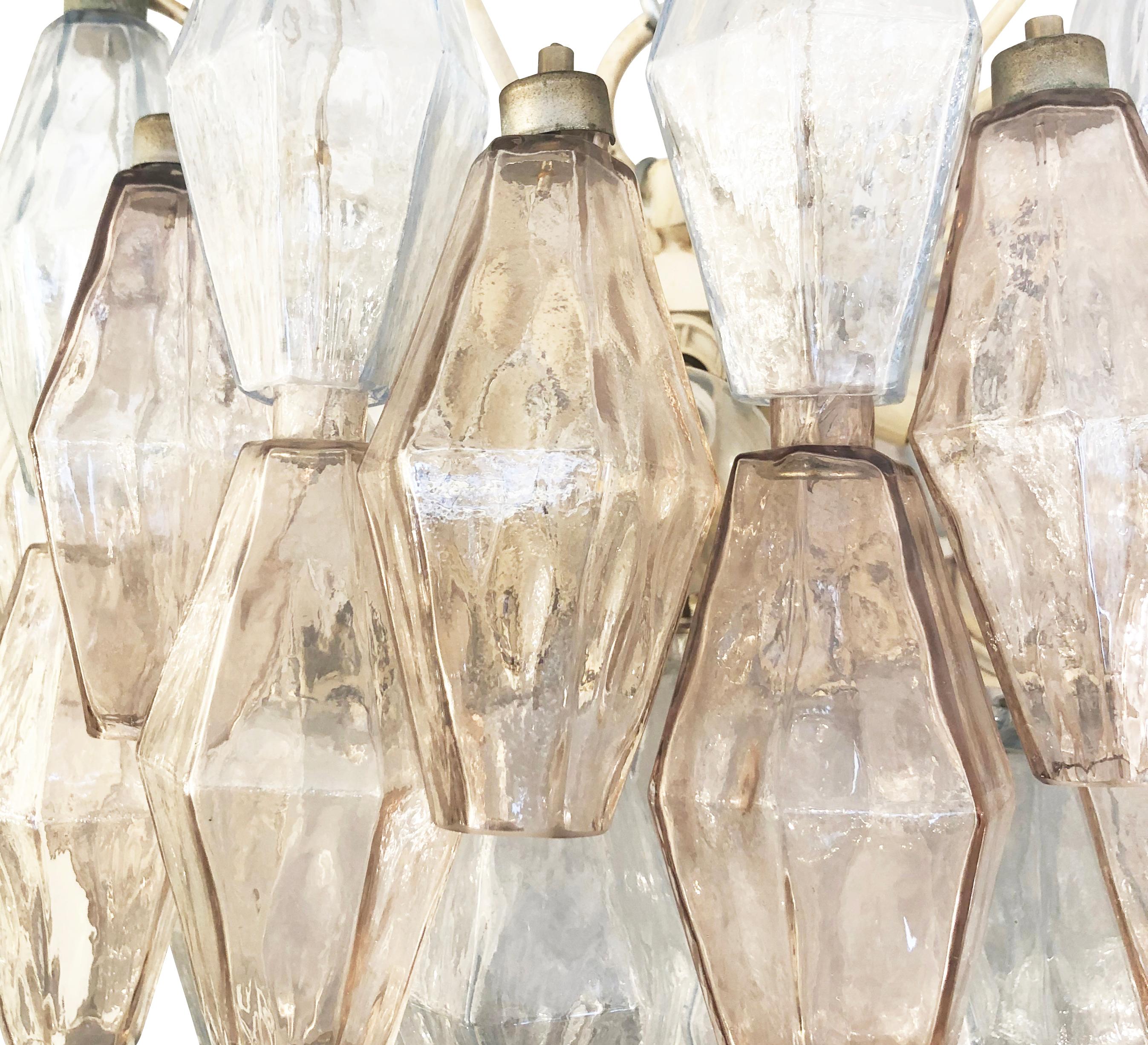 Small Venini Poliedri Murano Glass Chandelier In Good Condition In New York, NY