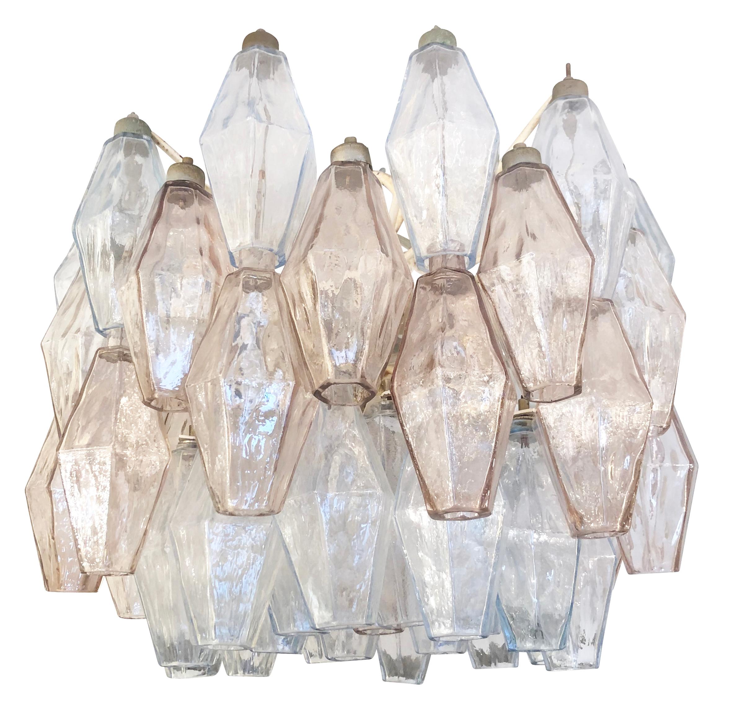 Mid-20th Century Small Venini Poliedri Murano Glass Chandelier