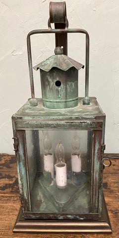 Small Verdigirs Copper Lantern Table Lamp
