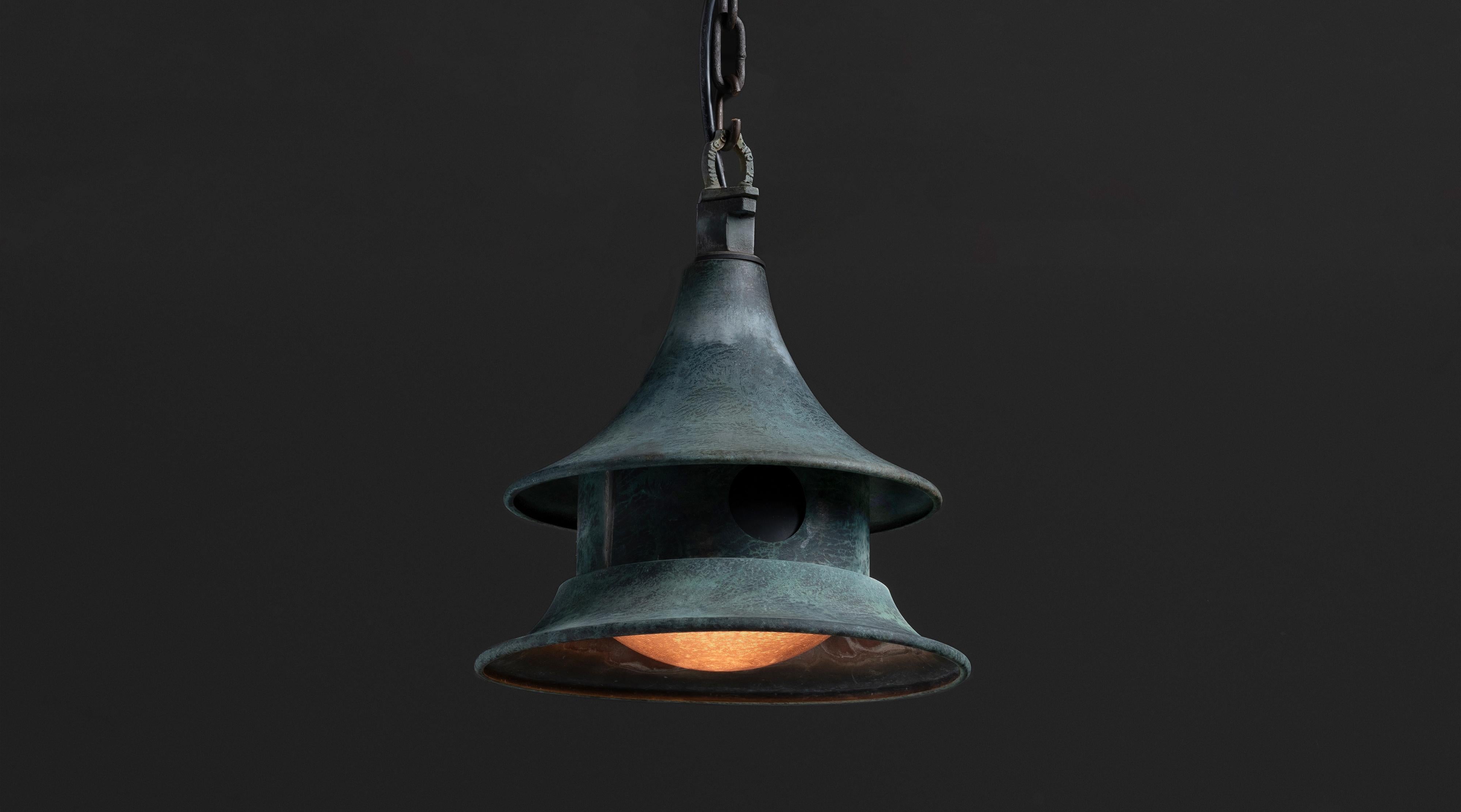 American Small Verdigris Copper Lantern, America circa 1950