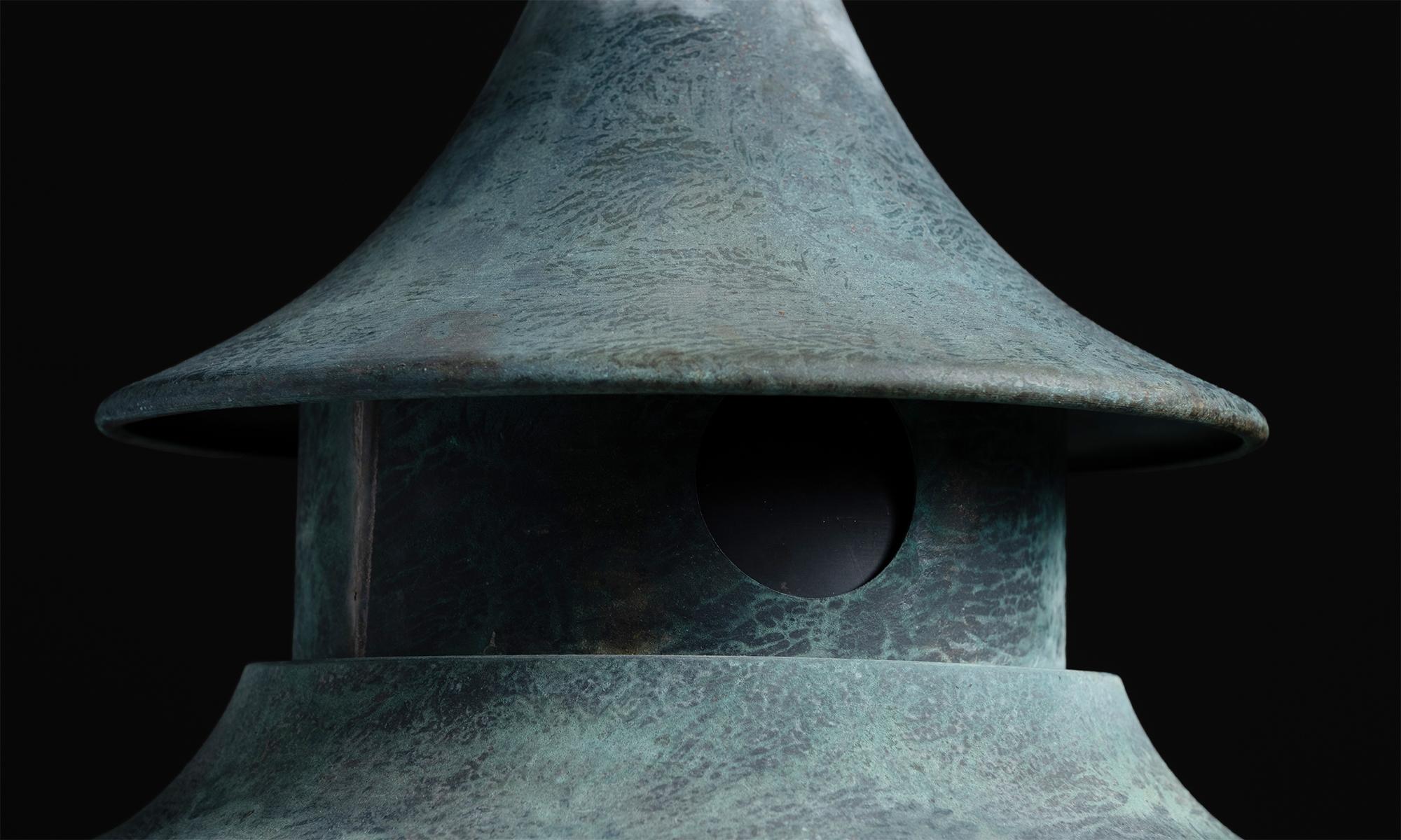 Mid-20th Century Small Verdigris Copper Lantern, America circa 1950