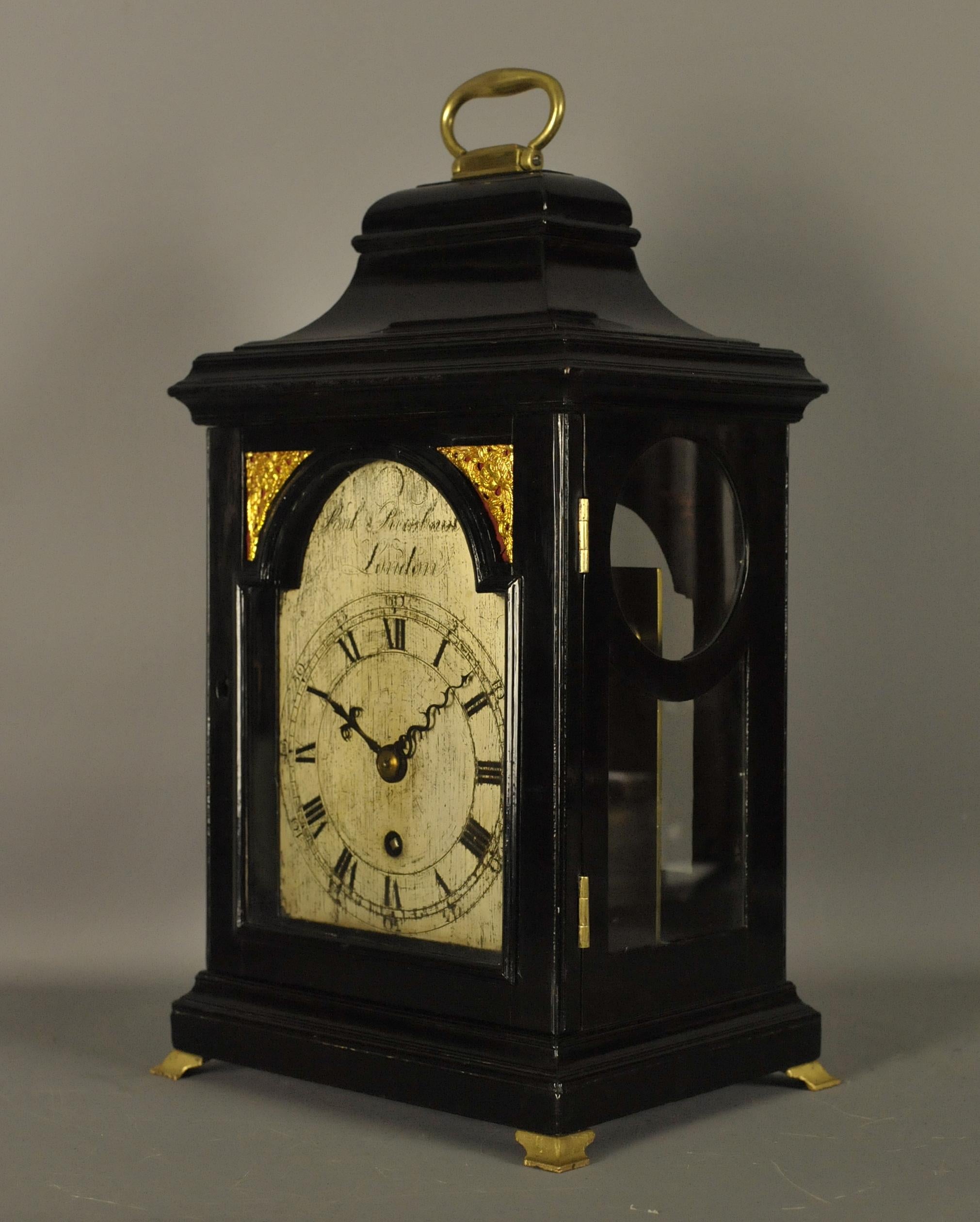 This is a fine ebonised English bracket / mantel (fireplace) clock of small size made by the eminent maker Stephen Rimbault dating from the Georgian period , circa 1770
Stephen Rimbault was one of the finest clockmakers of his generation and worked