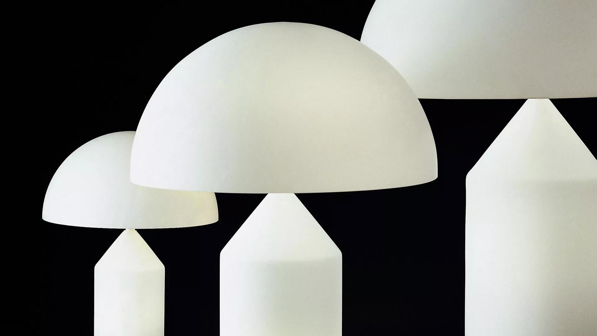 Metal Small Vico Magistretti 'Atollo' Opaline Glass Table Lamp For Oluce For Sale