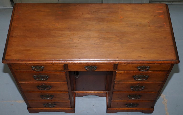 Small Victorian 1880 Solid Walnut Knee Hole Writing Desk Lots Of