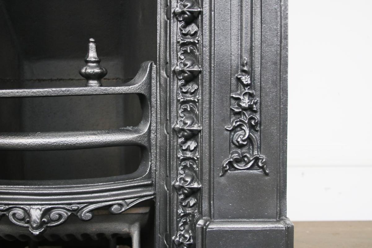 19th Century Small Victorian Cast Iron Bedroom Combination Fireplace and Hearth
