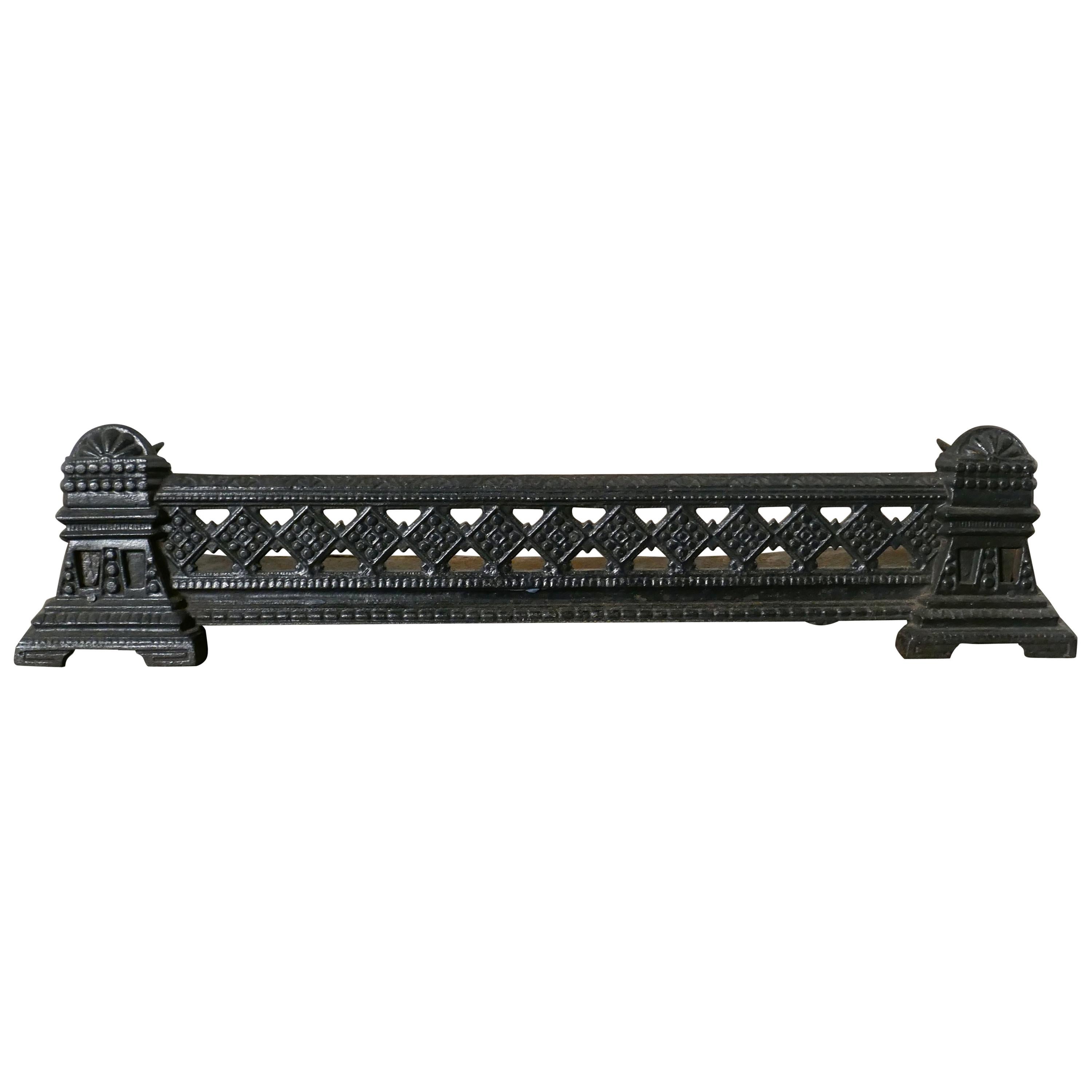 Small Victorian Cast Iron Fender or Dog Grate