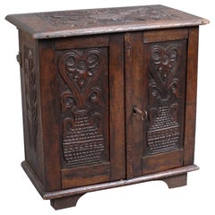 Small Victorian English Carved Oak Cabinet