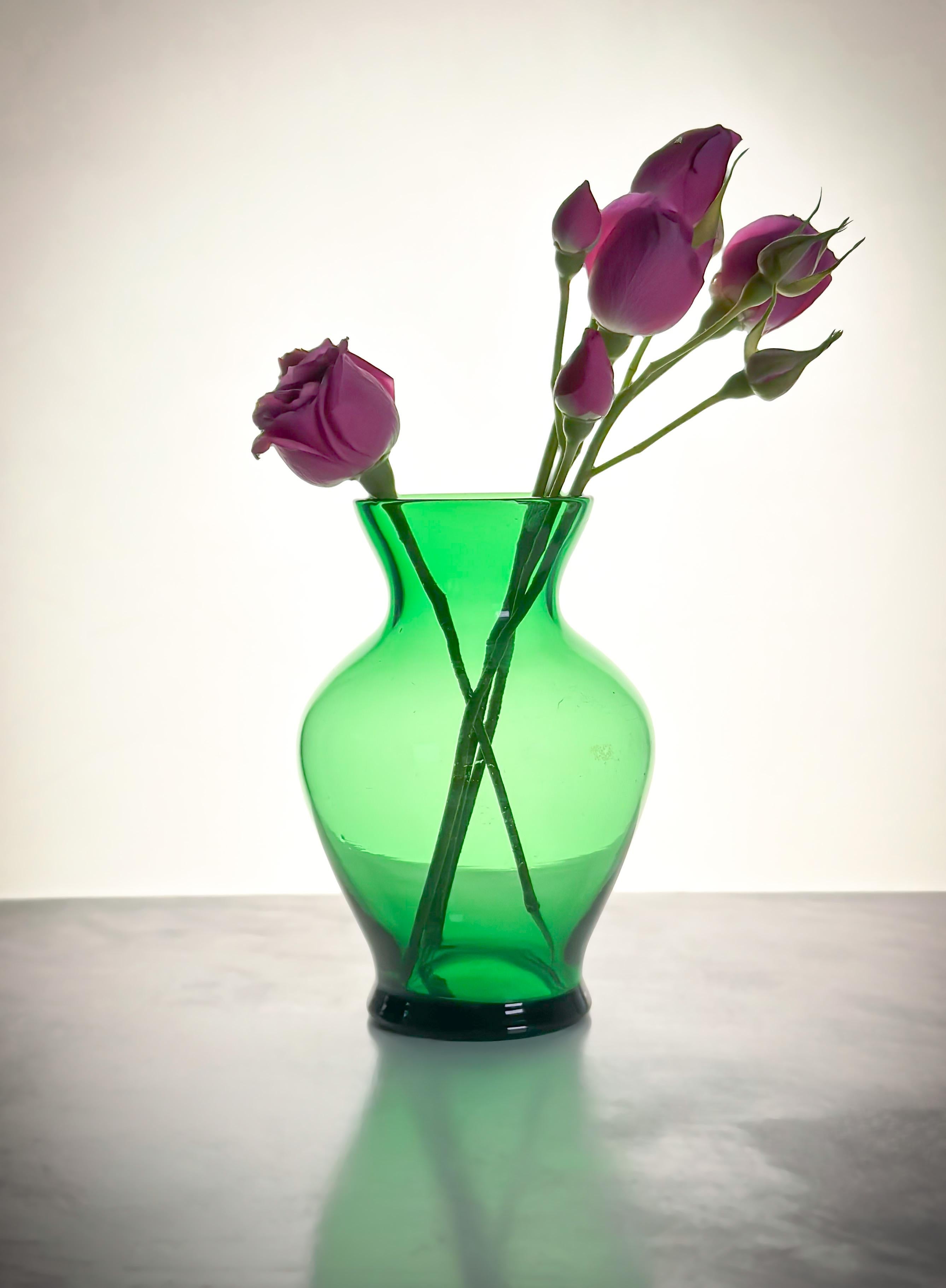Late Victorian Small Victorian Green Glass Bud Vase Circa 1900 England