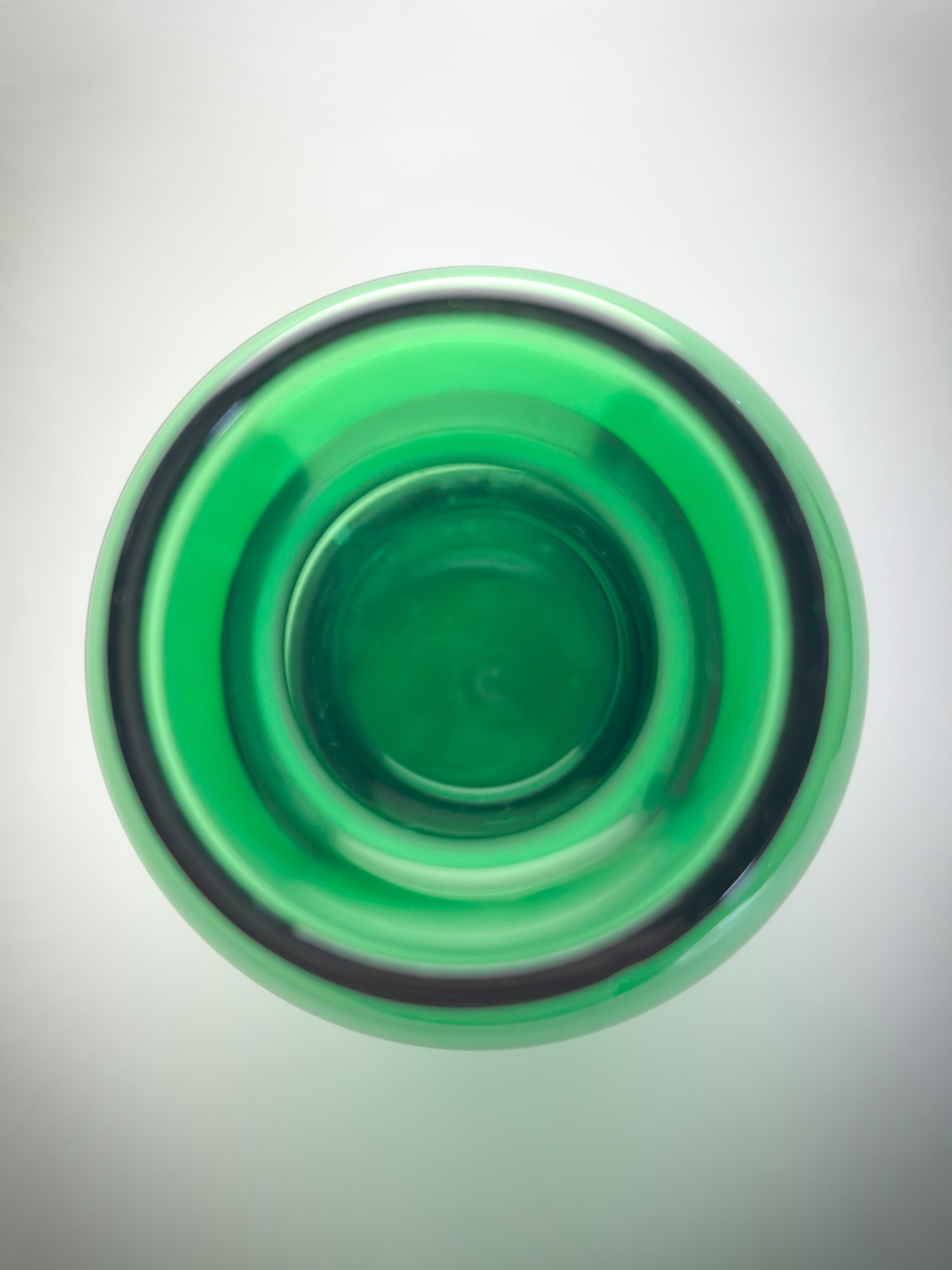 British Small Victorian Green Glass Bud Vase Circa 1900 England