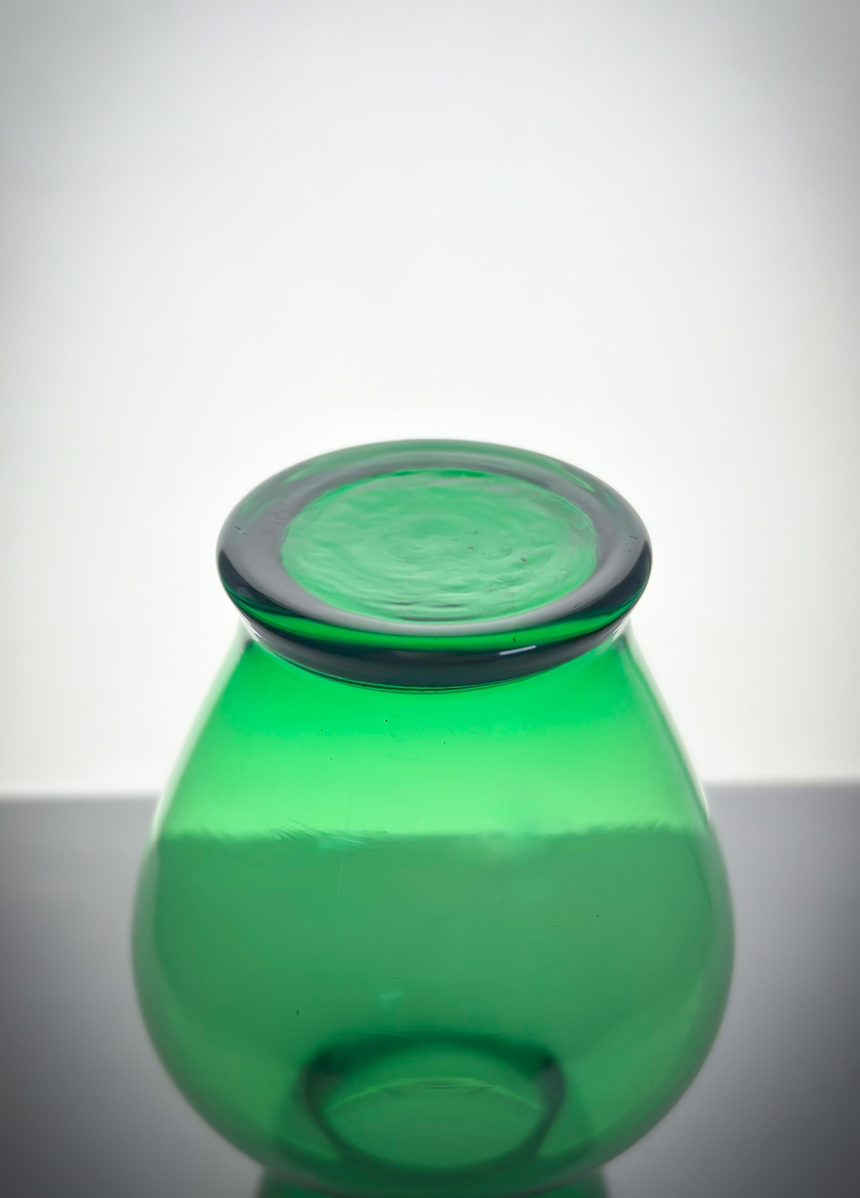 Hand-Crafted Small Victorian Green Glass Bud Vase Circa 1900 England