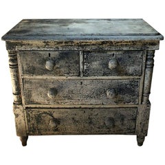 Small Victorian Ivory Painted Pine Chest of Drawers, circa 1870