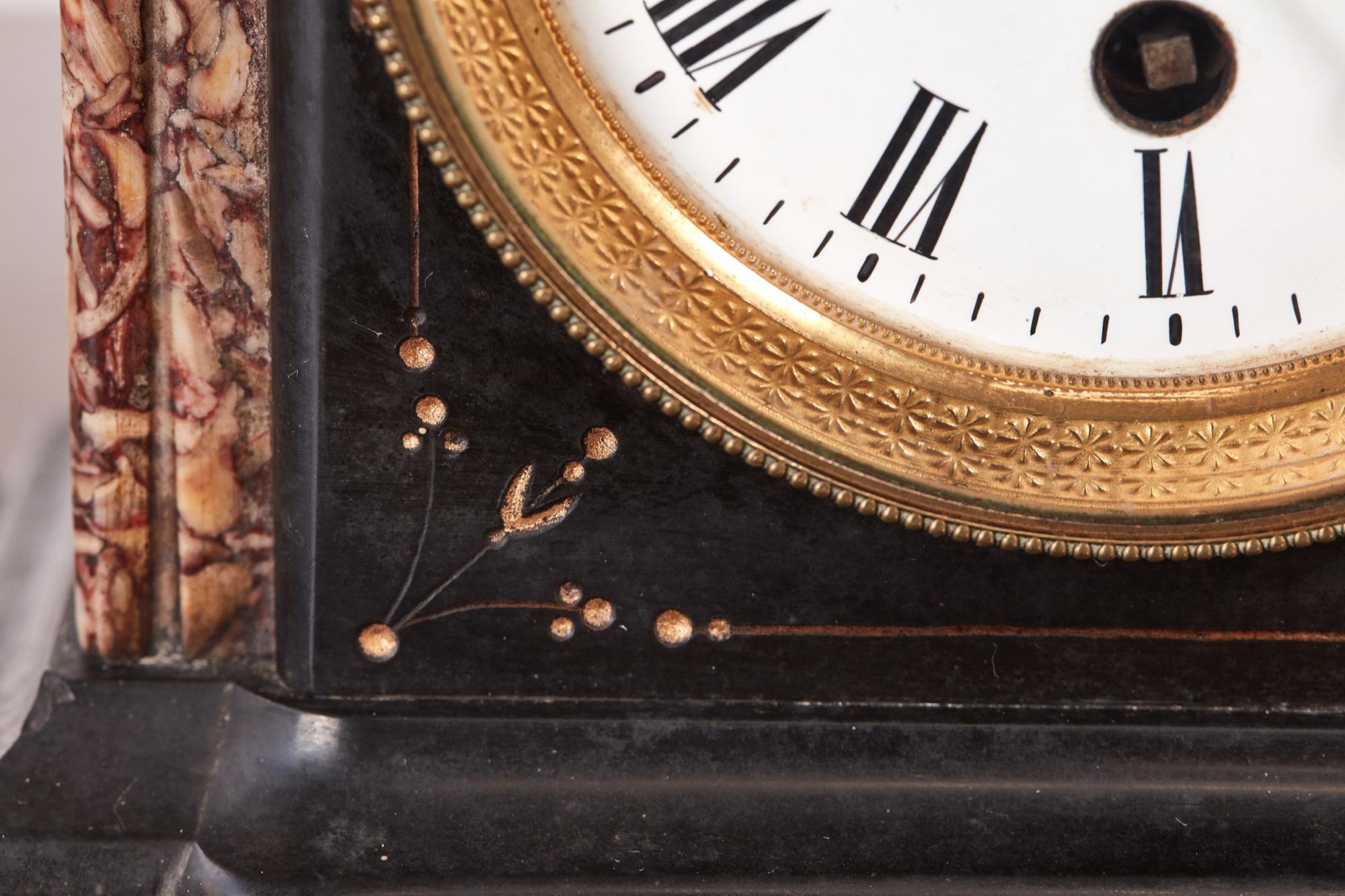 19th Century Small Victorian Marble Mantel Clock For Sale