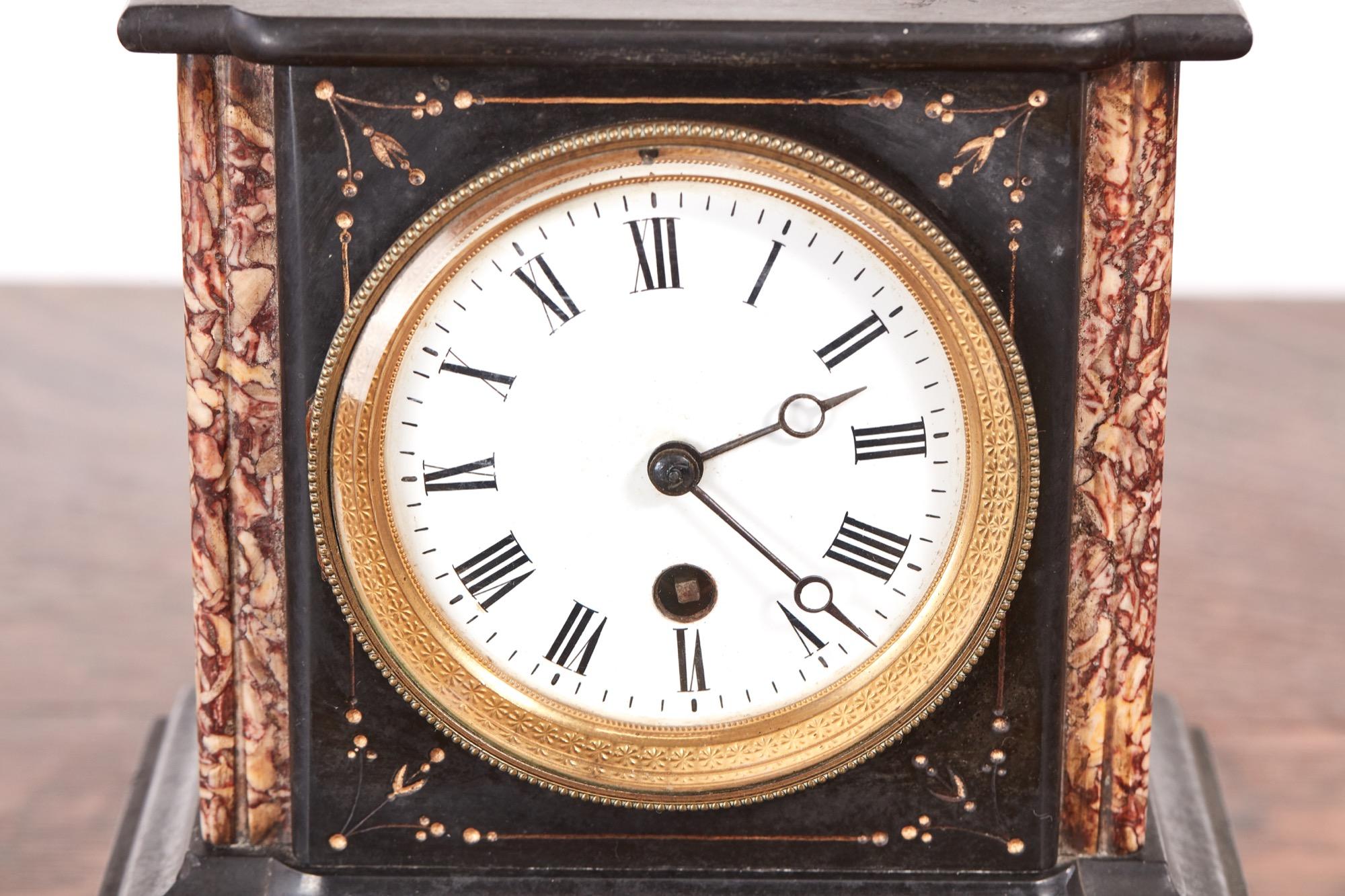 Small Victorian Marble Mantel Clock For Sale 1
