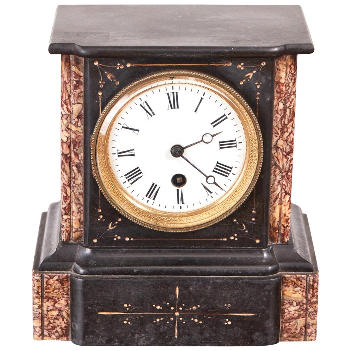 Small Victorian Marble Mantel Clock For Sale