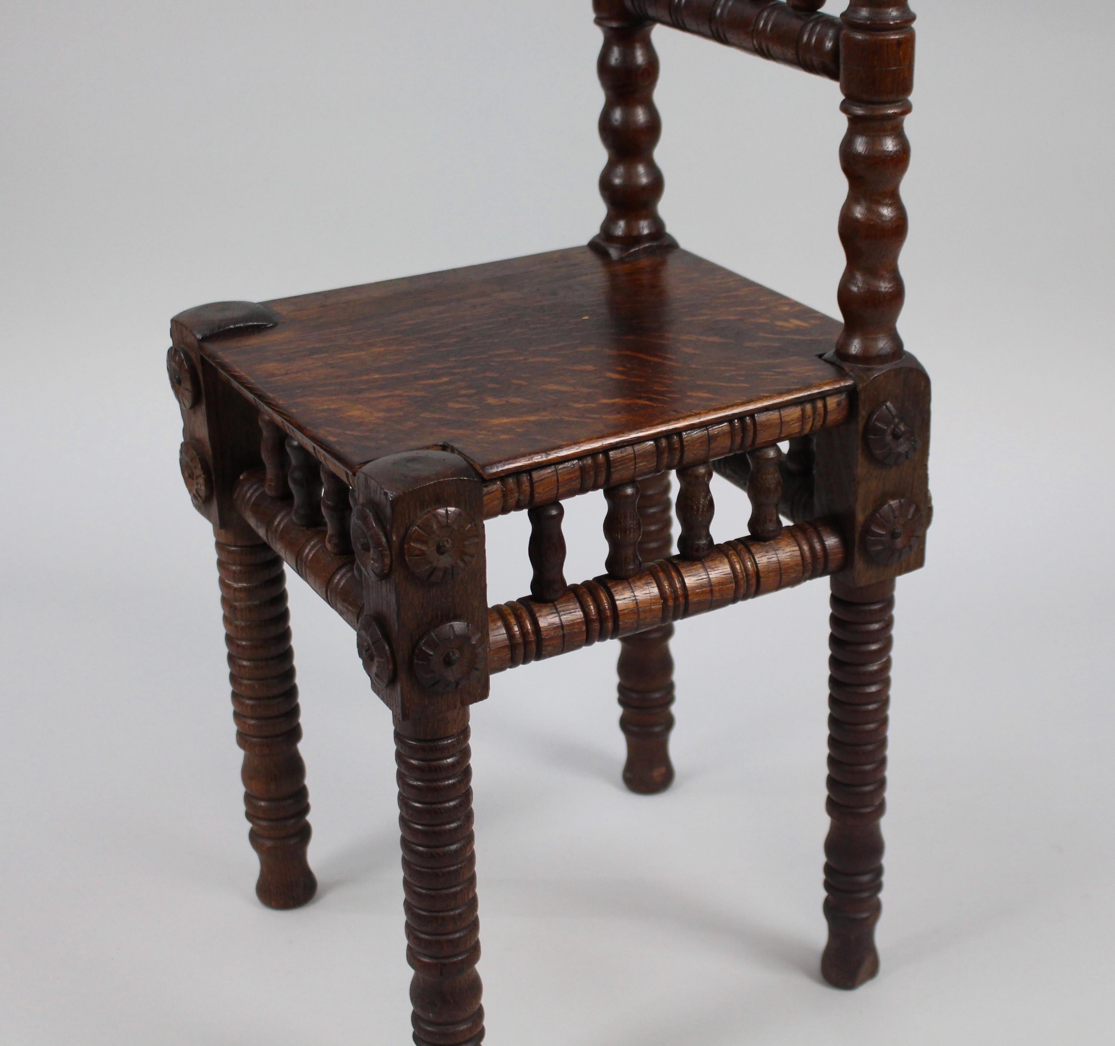 Small Victorian Oak English Childs Bobbin Chair For Sale 2