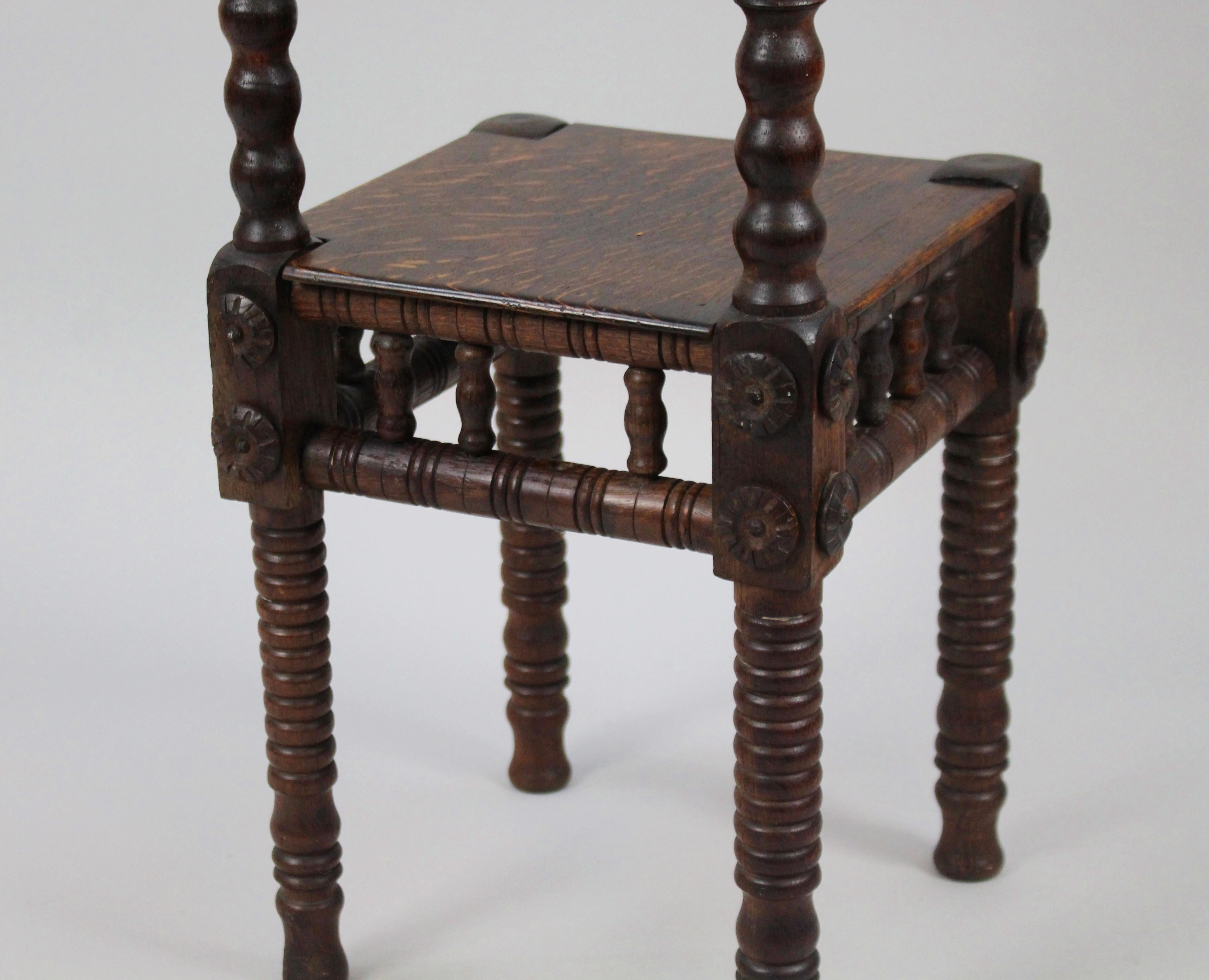 Small Victorian Oak English Childs Bobbin Chair For Sale 3