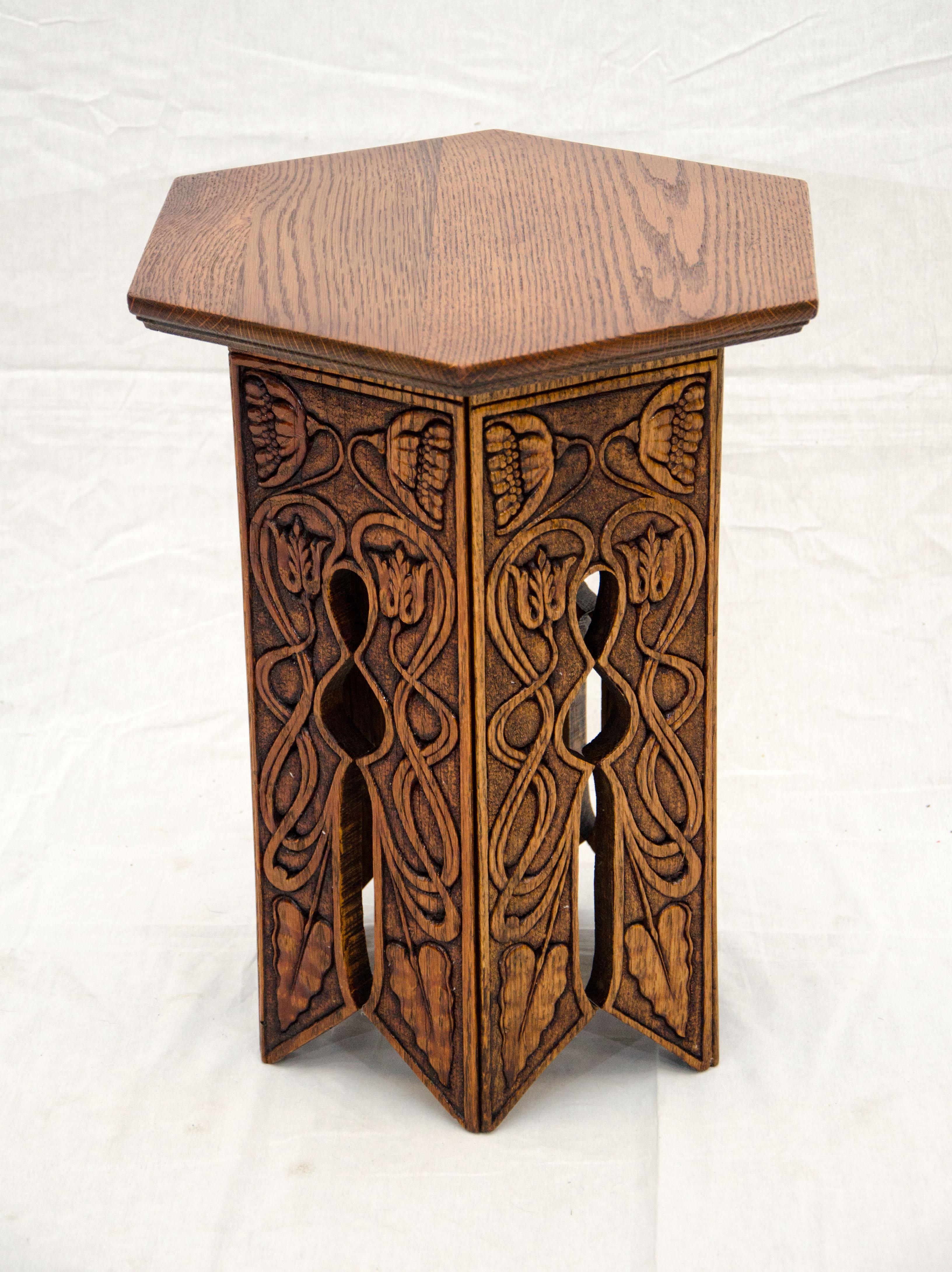 Small Victorian Oak Tabouret Occasional Table or Plant Stand, circa 1900 1