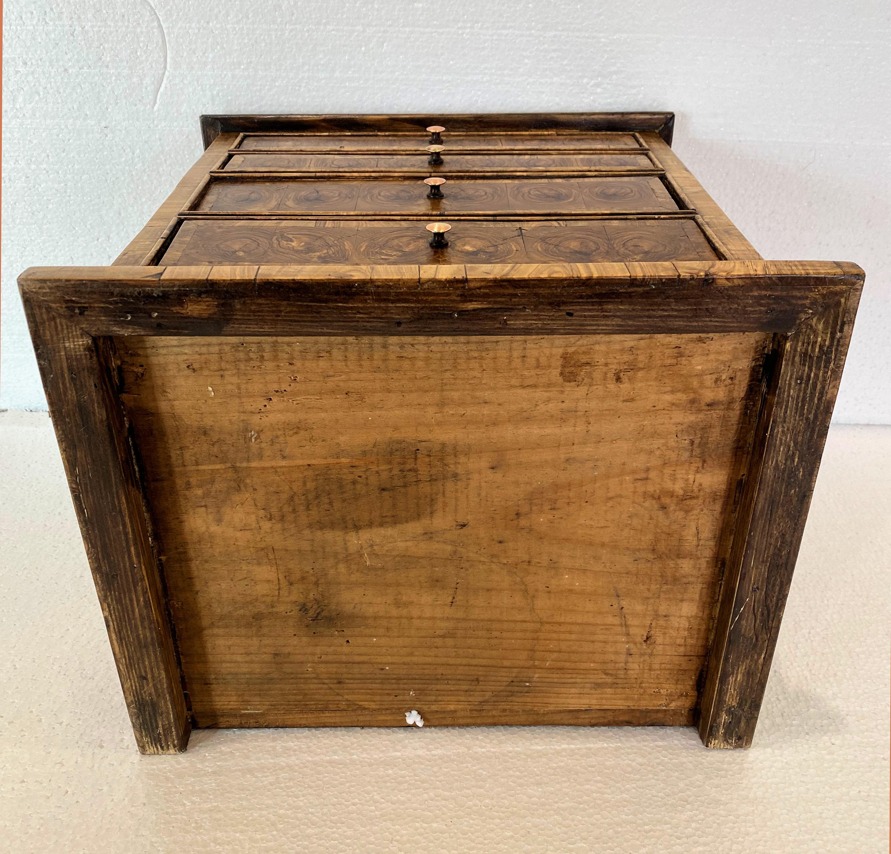 Small Victorian Oyster Re-Veneered Collector's Chest  For Sale 8