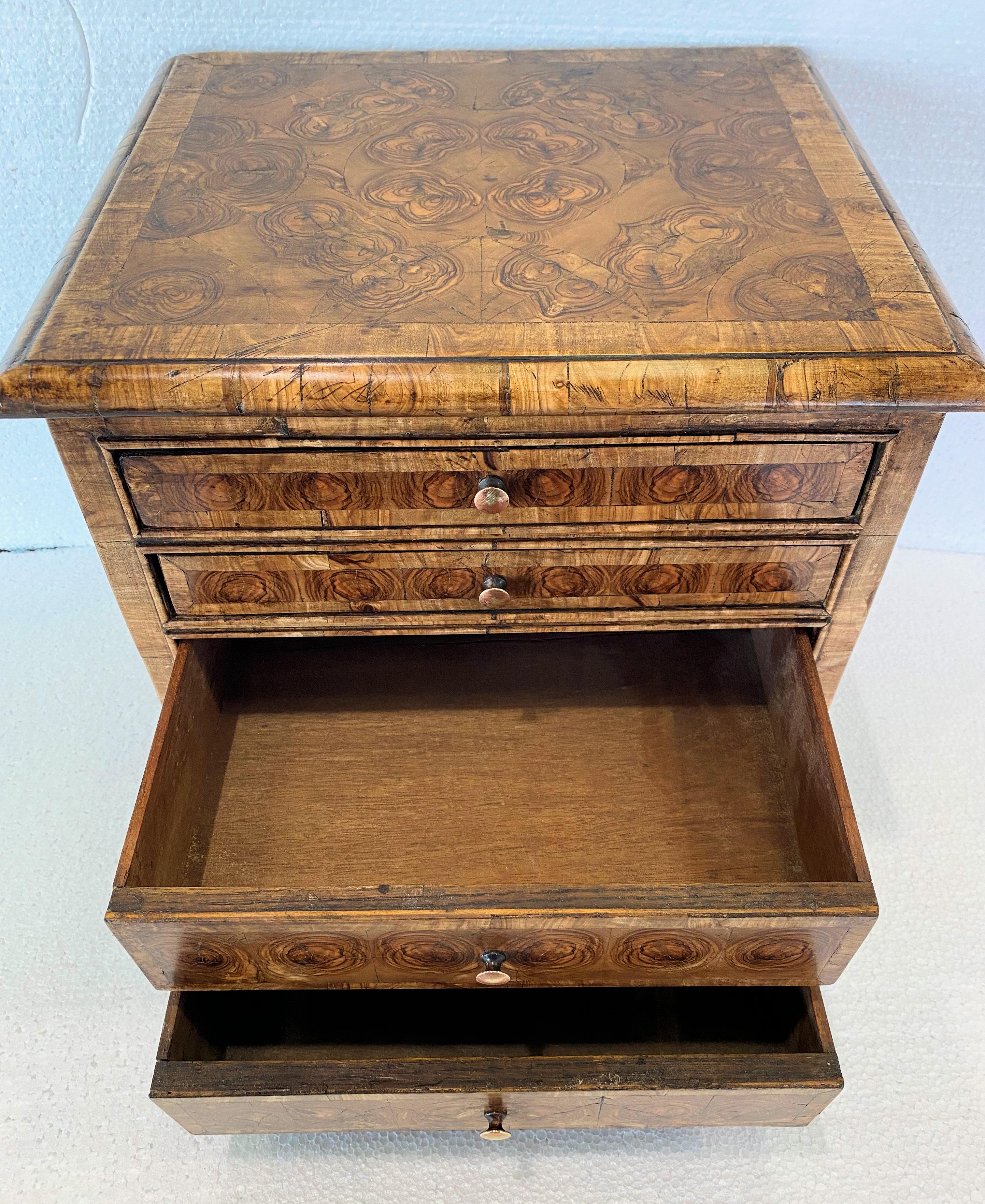 British Small Victorian Oyster Re-Veneered Collector's Chest  For Sale